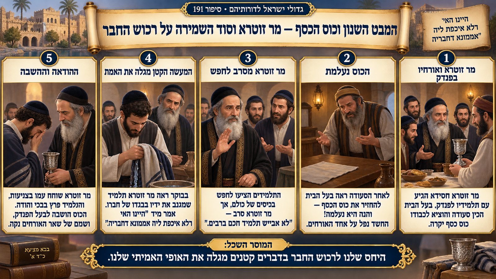 תמונת סיכום — מר זוטרא: המבט השנון וכוס הכסף — מר זוטרא וסוד השמירה על רכוש החבר